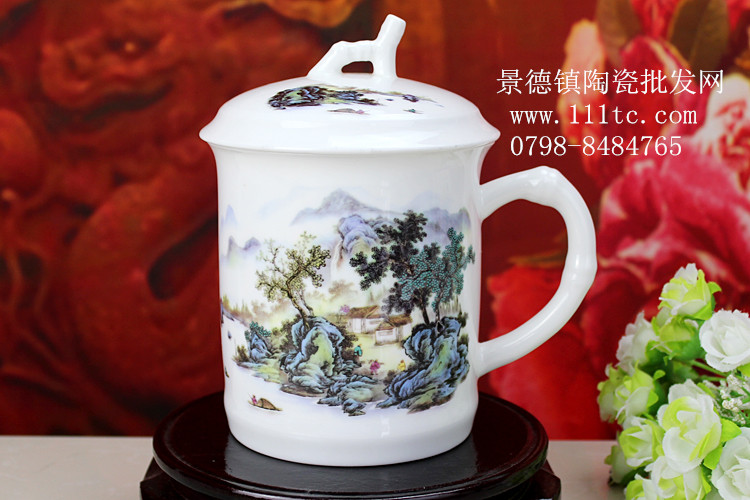景德镇陶瓷礼品茶杯会议杯定做加印LOGO