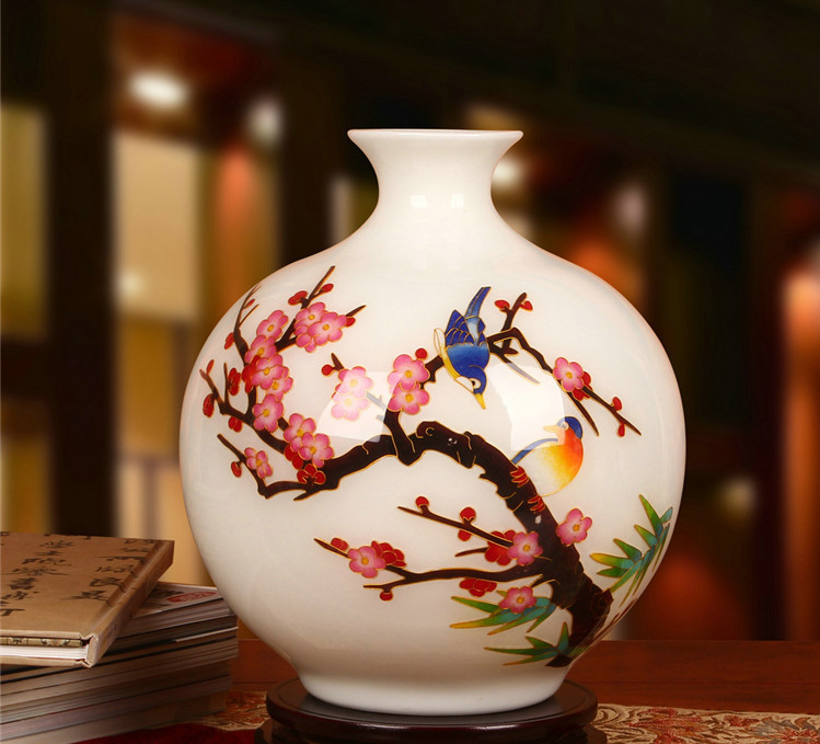 景德镇陶瓷礼品花瓶定做，加企业LOGO标识，可以印字