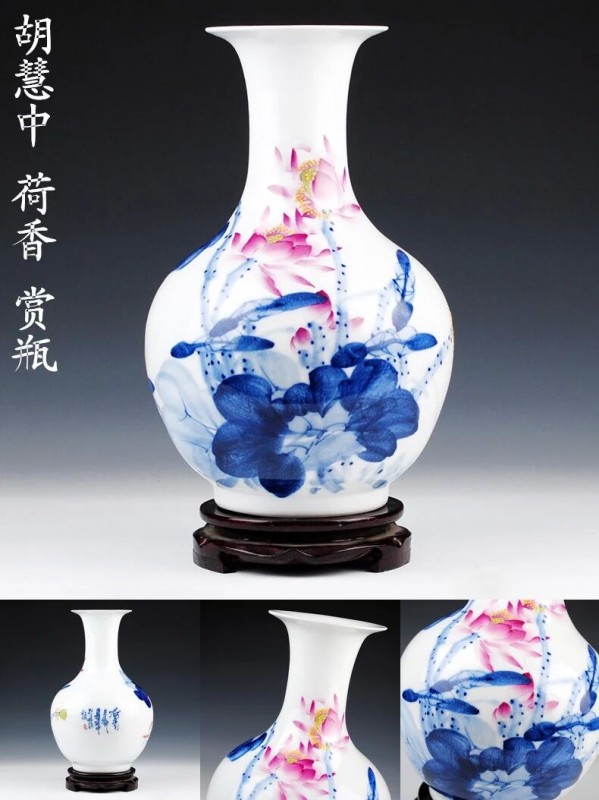 景德镇陶瓷礼品花瓶定做，加企业LOGO标识，可以印字