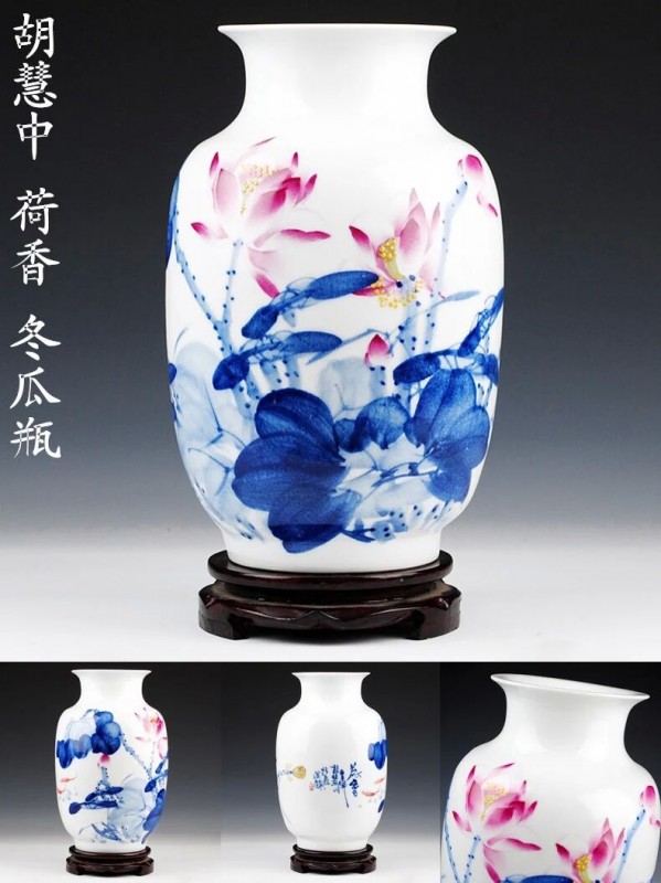 景德镇陶瓷礼品花瓶定做，加企业LOGO标识，可以印字