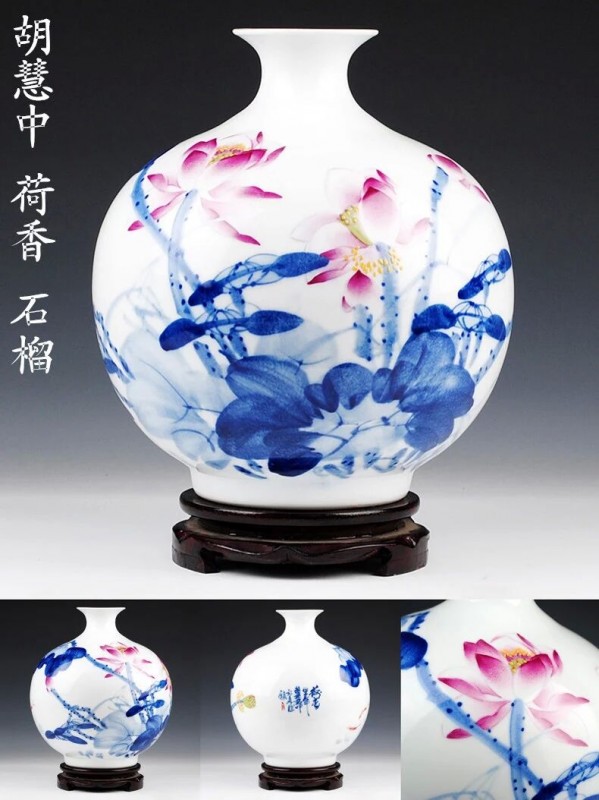 景德镇陶瓷礼品花瓶定做，加企业LOGO标识，可以印字